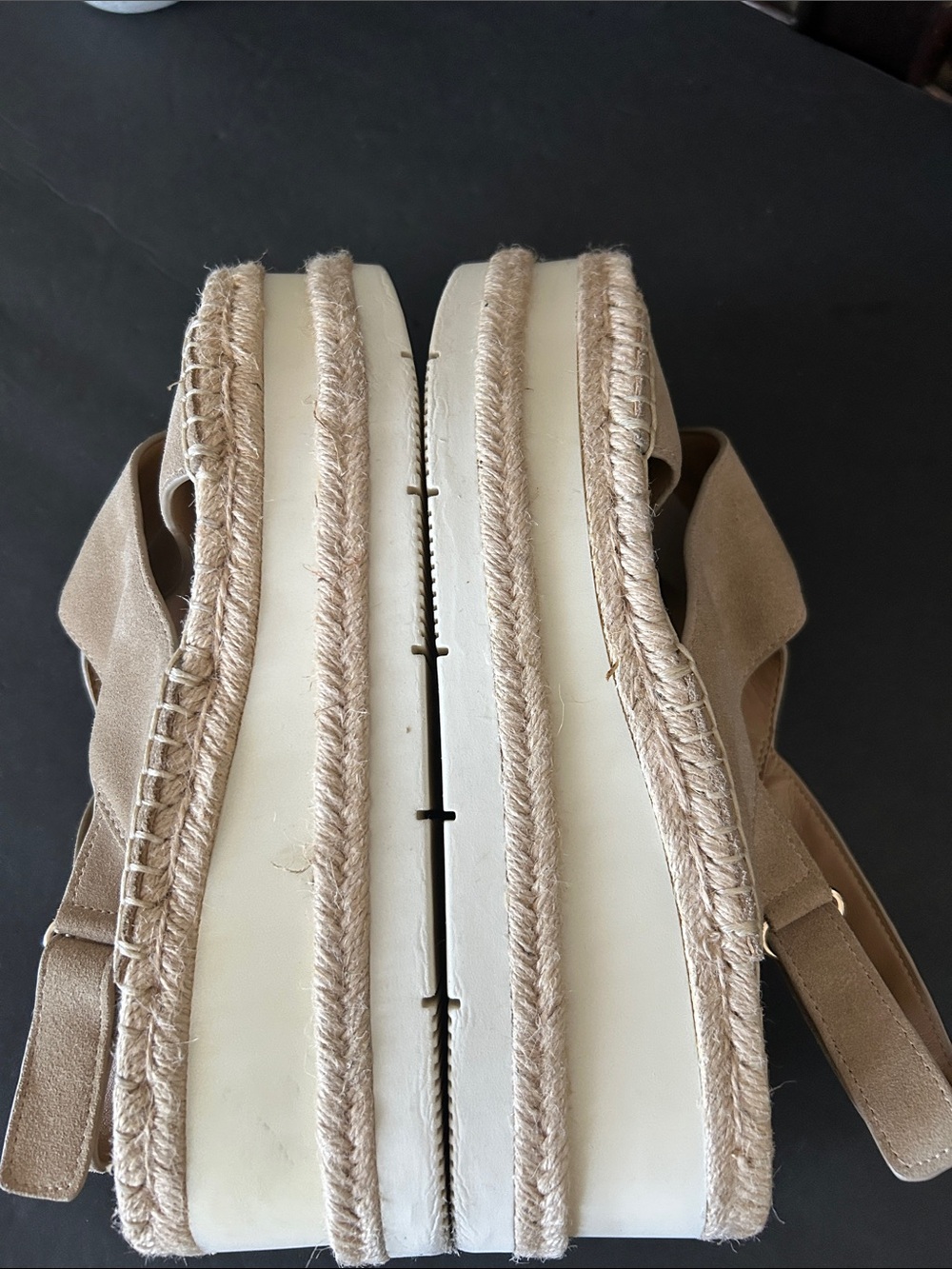 Marc Fisher Beige Suede Espadrille Platform Sandals - Picture 9 of 16